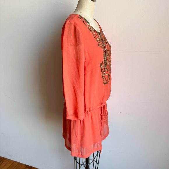 CONTREPOINT "McBling" Salmon 2000's Clubwear Drop Waist Tunic - Picture 12 of 13